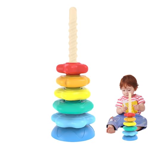 Glugahrif Baby Stacking Rings - Drehbarer Ringstapel Babyspielzeug,Aktivitätswürfel Regenbogenturm Fühlen Spielen Motorik Spielen Lernen Geburtstagsgeschenk Glugahrif Baby Stacking Rings - Drehbarer Ringstapel Babyspielzeug,Aktivitätswürfel Regenbogenturm Fühlen Spielen Motorik Spielen Lernen Geburtstagsgeschenk von Glugahrif