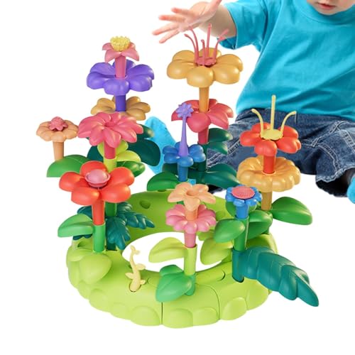 Glugahrif Blumen-Bauspielzeug-Set, Blumengarten-Bauspielzeug,Vorschulkindergartenspielzeug - Sortier- und Stapelspielzeug, Lernspielzeug für Kinder, Bausteine, Stapelspielzeug für Kinder von Glugahrif