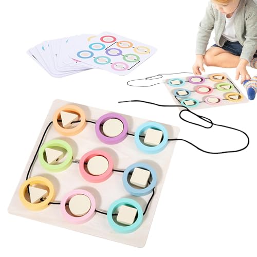 Glugahrif Fädelspielzeug für Kleinkinder,Fädelspielzeug aus Holz,Farblich passende Einfädel-Puzzle-Aktivitäten - Pädagogisches Vorschul-Schnürspielzeug, Feinmotorik-Schnürspielzeug für Mädchen und von Glugahrif