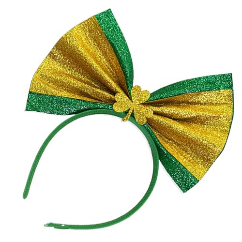 Glugahrif Irisches Haarband, Shamrock Stirnband, Bunte Streifen Stirnband Shamrock Grün - Irish Karneval Kostüm Zubehör mit Hut für Frauen Mädchen von Glugahrif