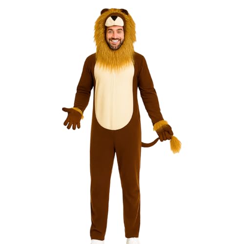 Glugahrif Löwenkostüm Mit Mähne | Löwen Verkleidung Halloween | Tierkostüm Damen Herren für Fest Bühne Karneval Glugahrif Löwenkostüm Mit Mähne | Löwen Verkleidung Halloween | Tierkostüm Damen Herren für Fest Bühne Karneval von Glugahrif