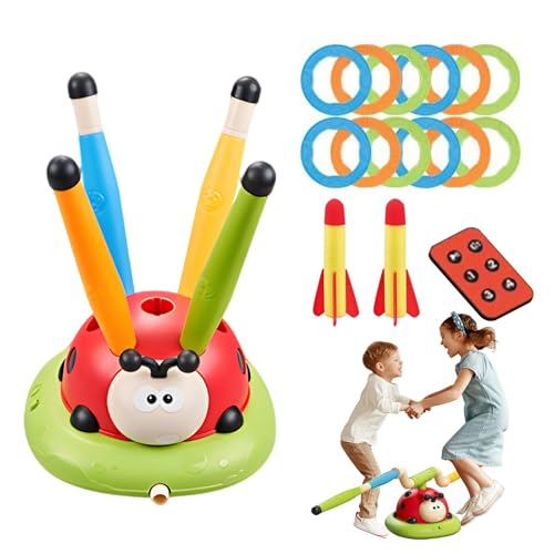 Glugahrif Musikalisches Sprungspielzeug, Marienkäfer -Übungs -Sprungspielzeug,Toy Raketenwerfer für Kinder - Kleinkindgartenspiele mit Fernbedienung für Zuhause, Outdoor, Hof, Terrasse von Glugahrif