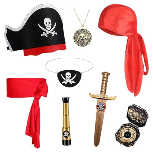 Glugahrif Piratenkostüm Zubehör - Piratenkostüm Kinder - Totenkopf Mütze Gesichtsbedeckung Set Für Halloween Karneval Party Piratennacht Geburtstag Glugahrif Piratenkostüm Zubehör - Piratenkostüm Kinder - Totenkopf Mütze Gesichtsbedeckung Set Für Halloween Karneval Party Piratennacht Geburtstag von Glugahrif