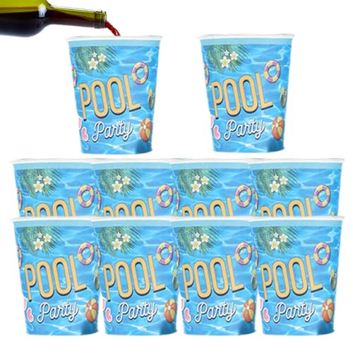 Glugahrif Pool Party Cup, Pool Party Tableware | Farbenfrohe Themenfeiern Vorräte | Lustiges Poolaktivitätsgeschirr, Schwimmbadaktivität Besteck für Zuhause, Hotel von Glugahrif