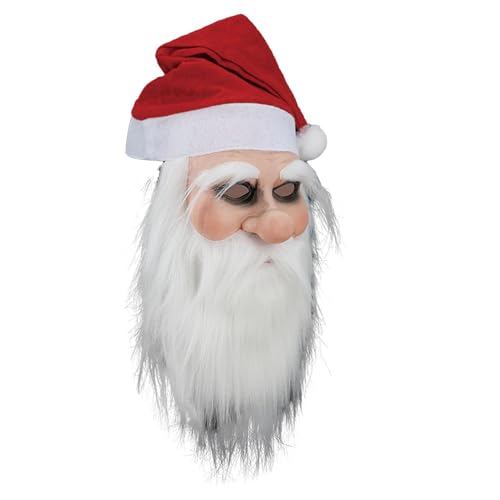 Glugahrif Weihnachtsmann Maske Nikolausmaske Mit Rauschebart Und Mütze Weihnachtsmannmaske Nikolaus Maske Realistische Weihnachtsmann Alter Mann Maske Mit Roter Weihnachtsmütze Für Verkleidung von Glugahrif