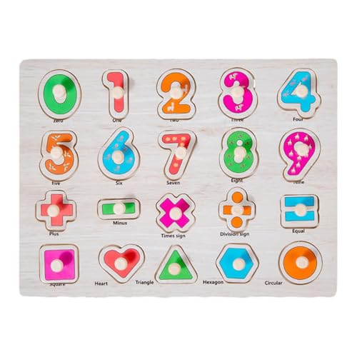 Holzpuzzles für Kleinkinder, Alphabet-Puzzle-Steckbrett, Zahlenform-Puzzles für Kleinkinder, Frühes Lernen, Stecktafel, Steckpuzzle für Kinder, und Mädchen von Glugahrif