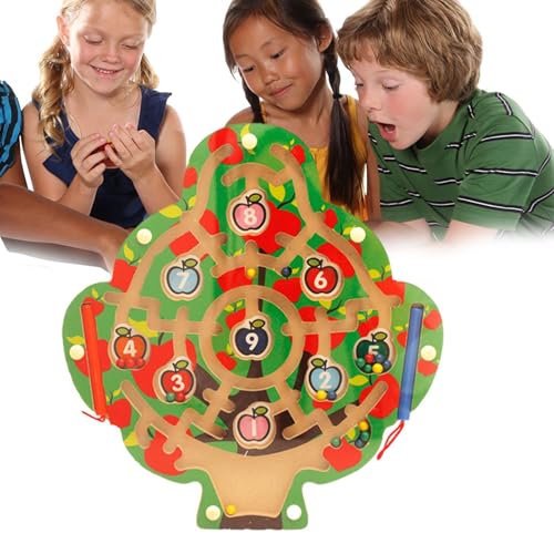 Magnetisches Labyrinth-Spielzeug für magnetisches Labyrinth mit Farben und Zahlen, magnetisches Labyrinth, verschiedene Lernmöglichkeiten aus Holz – Lernspielzeug für Feinmotorik, für Vorschulalter von Glugahrif