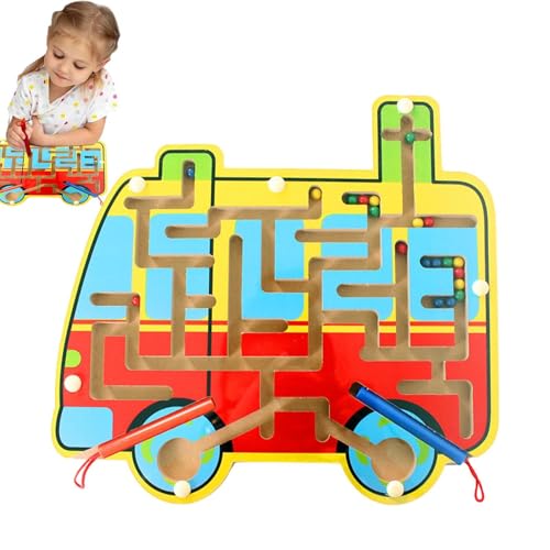 Magnetisches Labyrinth-Spielzeug für magnetisches Labyrinth mit Farben und Zahlen, magnetisches Labyrinth-Puzzleboard, Holzpuzzlebrett | Feinmotorik-Labyrinth-Spielzeug für Kinder von Glugahrif