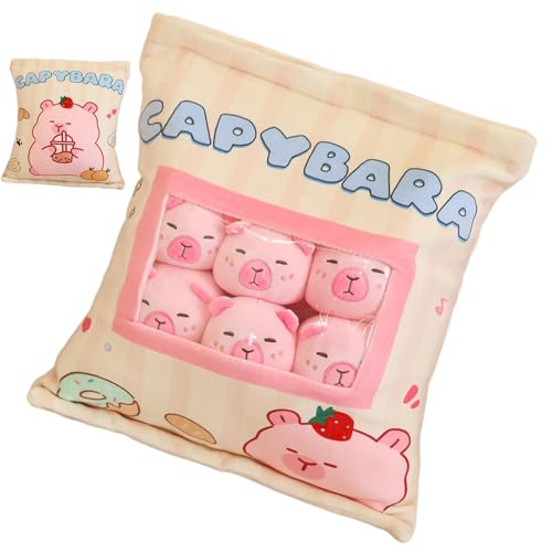 Plüschkissen für Snackbeutel, Plüschkissen für Snackbeutel, Capybara-Tasche für Snacks – Puppenkissen aus Plüsch, niedliches Tierkissen, abnehmbares Plüschtier von Glugahrif