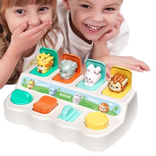 Pop-Tierspielzeug, tierisches sensorisches Spielzeug | Farbsortierende Tier-Pop-Out-Box - 3 Jahre alt+ Frühpädagogisches Spielzeug mit Knöpfen Buntes Entwicklungsspielzeug zum Erlernen von Farben von Glugahrif