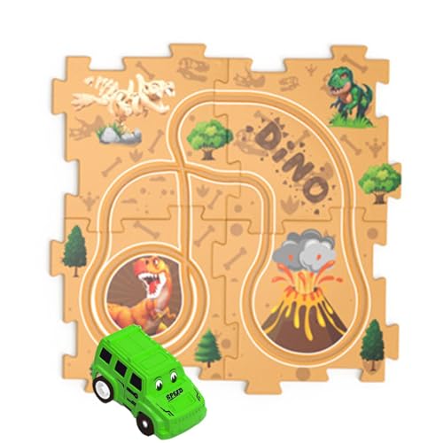 Puzzle-Autobahn-Spielzeug, Puzzle-Autobahn-Spielset, Puzzle-Rennwagen-Spielset, Pädagogisches Triebwagen-Bodenpuzzle-Spielzeug, Kinderauto-Gleisset für Urlaub, Geburtstag von Glugahrif