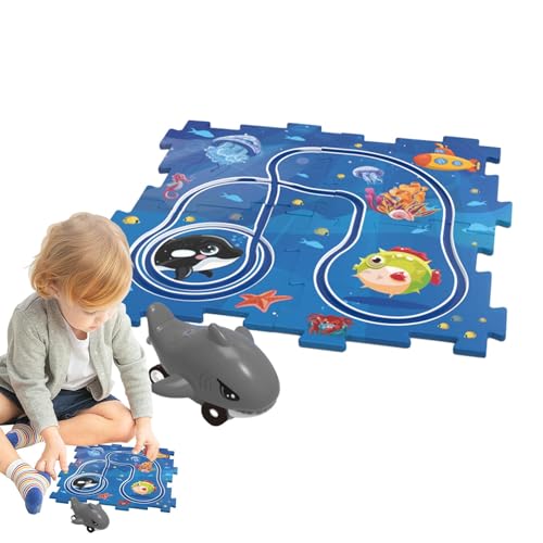 Puzzle-Autobahn-Spielzeug, Puzzle-Racer-Autobahn-Set,Puzzle-Rennwagen-Spielset - Pädagogisches Triebwagen-Bodenpuzzle-Spielzeug, Kinderauto-Gleisset für Urlaub, Geburtstag von Glugahrif