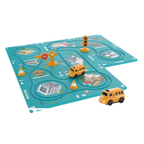 Rennwagen-Rennstrecken-Puzzle, Puzzle-Rennwagen-Spielset,Lernspielzeug für kritisches Denken - Kreativer Zusammenbau von Elektroauto-Schienenspielzeug, lustiges Entwicklungsspielzeug für Kinder, Zuhau von Glugahrif