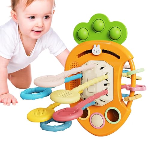 Saitenaktivitätsspielzeug ziehen, sensorisches Spielzeug ziehen,Karottenförmiger Teether Pull String Game | Sensorische Spiele von Silicon-Bildungsinstrumenten für Kinder im Alter von 0 bis 3 Jahren von Glugahrif