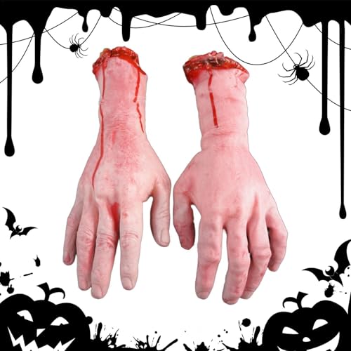 Set mit Händen und Füßen für Halloween, geschnittene Gliedmaßen, blutige Hände und Füße, falsche Hände und Füße, Halloween, falsche Arme, blutige menschliche Hände und Finger, falscher Körper für von Glugahrif