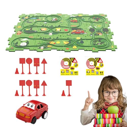 Spielset für Puzzlebahn, Puzzle-Strecke für Autos auf Schiene, Puzzlebahnen für Fahrzeuge, Spielzeug | Auto-Puzzle auf Schiene, Lernspielzeug, Rennstrecke, Spielzeug für mehr von Glugahrif