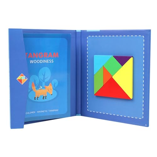 Tangram-Block Magnetic | Tangram-Motive-Spiele – tragbare Blöcke Jigsaw Book Puzzlespiele Stapelspiele Lernspielzeug für Mädchen von Glugahrif