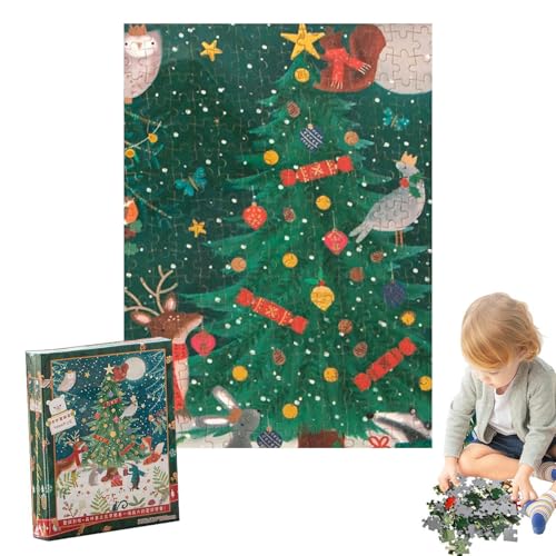 Weihnachtsbaumpuzzle, Holzpuzzle-Set | Cartoon-Puzzle-Set aus | Tragbares Puzzleset 1000 x, Urlaubspuzzle-Set für die Feinmotorik von Glugahrif