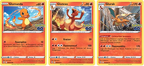 Glumanda & Glutexo & Glurak Rare Holo Set Schwert & Schild Pokemon GO 8-10/78 Sammelkarten Pokemon Einzelkarten von Glurak