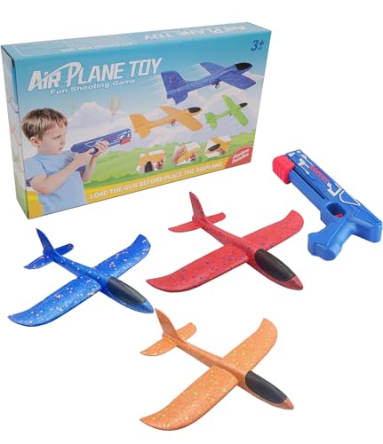 Glurak Flugzeug-Schaumstoff-Spielzeug für Kinder, 3 Stück Flugzeuge, mit Katapult-Werfer, Outdoor-Spiel von Glurak