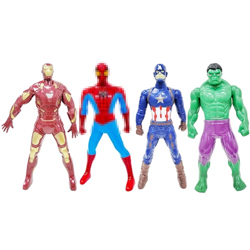 Marvl Avenger 18cm Cartoon Action Figuren 4 Stück, Spider Iron Hulk Captain, Modell Actionfigur Anime Charakter Figure Action Statue Figures Collection Dekoration Ornamente Puppe von Glurak