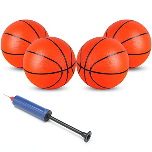 GmeDhc 16CM Orange Mini Basketball, 4 Stück Basketball Kinder Outdoor, Kinderball Gummi Aufblasbar, Toller Basketballkorb Indoor Outdoor Spaßsport, für Kinder und Erwachsene von GmeDhc