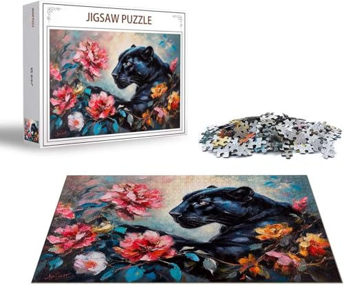 Puzzle 1500 Teile Blume Puzzle Leopard Holzpuzzle Erwachsene, Groß Klassische Jigsaw, EIN Herausforderndes Rätsel, Puzzlespiele für Die Ganze Familie Jigsaw für Erwachsene und Kinder Ab 14 Jahrenx-9 von Gmeignl