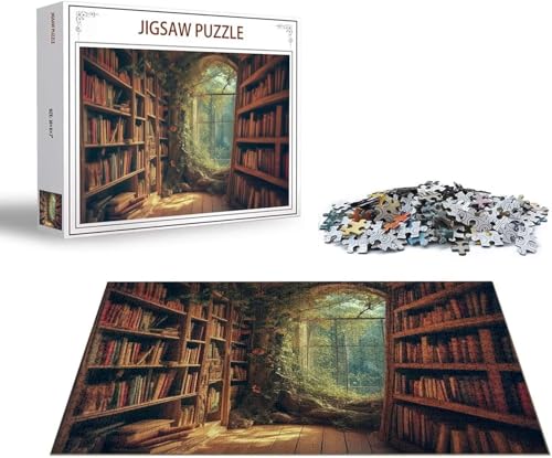 Puzzle 1500 Teile Bücherregal Puzzle Landschaft Holzpuzzle Erwachsene, DIY Groß Klassische Jigsaw, EIN Herausforderndes Rätsel, Puzzlespiele für Die Ganze Familie Jigsaw für Kinder Ab 14 Jahrenx-20 von Gmeignl