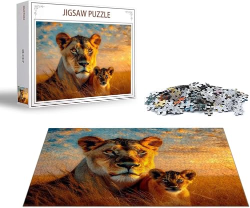 Puzzle 1500 Teile Löwe Puzzle Tier Holzpuzzle Erwachsene, DIY Groß Klassische Jigsaw, EIN Herausforderndes Rätsel, Puzzlespiele für Die Ganze Familie Jigsaw für Erwachsene und Kinder Ab 14 Jahrenx-57 von Gmeignl