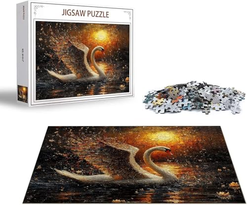 Puzzle 1500 Teile Schwan Puzzle Blume Holzpuzzle Erwachsene, Groß Klassische Jigsaw, EIN Herausforderndes Rätsel, Puzzlespiele für Die Ganze Familie Jigsaw für Erwachsene und Kinder Ab 14 Jahrenx-231 von Gmeignl