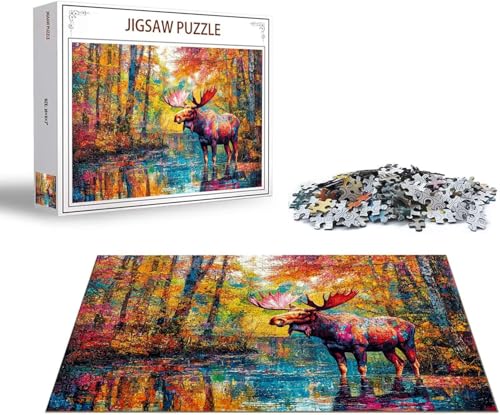 Puzzle 1500 Teile Tier Puzzle REH Holzpuzzle Erwachsene, DIY Groß Klassische Jigsaw, EIN Herausforderndes Rätsel, Puzzlespiele für Die Ganze Familie Jigsaw für Erwachsene und Kinder Ab 14 Jahrenx-79 von Gmeignl