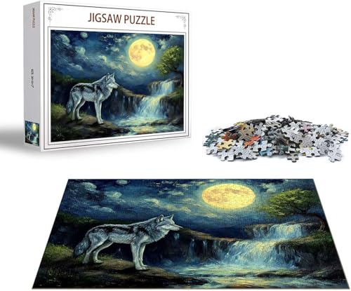 Puzzle 1500 Teile Wolf Puzzle Landschaft Holzpuzzle ErwachseneGroß Klassische Jigsaw, EIN Herausforderndes Rätsel, Puzzlespiele für Die Ganze Familie Jigsaw für Erwachsene und Kinder Ab 14 Jahrenx-18 von Gmeignl