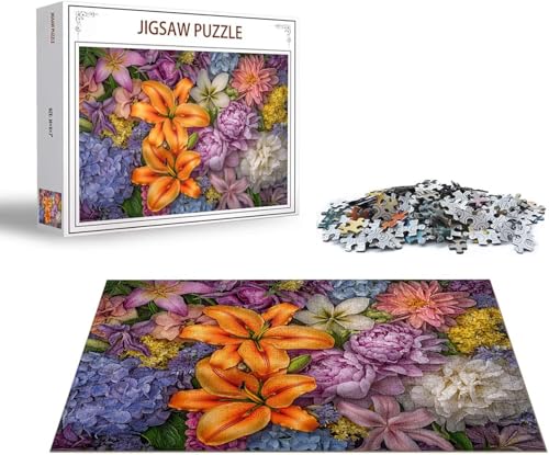 Puzzle Blume Puzzle 1000 Teile Lilie Holzpuzzle Erwachsene, Premium Quality Klassische Wooden Lernspiel, DIY Klassische Spaß Jigsaw Erwachsene, Challenging Game Jigsaws für Wohnkultur Geschenk x-84 von Gmeignl