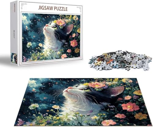 Puzzle Katze Puzzle 6000 Teile Blume Holzpuzzle Erwachsene, Premium Quality Klassische Wooden Lernspiel, DIY Klassische Spaß Jigsaw Erwachsene, Challenging Game Jigsaws für Wohnkultur Geschenk x-279 von Gmeignl