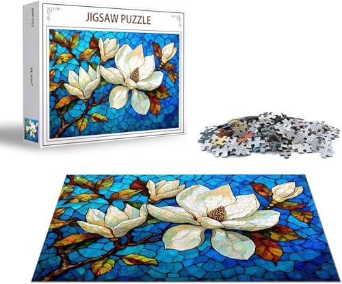 Puzzle Malerei Puzzle 1000 Teile Magnolie Holzpuzzle Erwachsene, Premium Quality Klassische Wooden Lernspiel, Klassische Spaß Jigsaw Erwachsene, Challenging Game Jigsaws für Wohnkultur Geschenk x-8 von Gmeignl