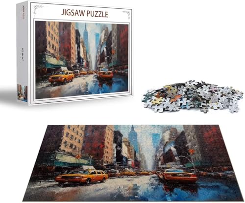 Puzzle Stadt Puzzle 1000 Teile Auto Holzpuzzle Erwachsene, Premium Quality Klassische Wooden Lernspiel, DIY Klassische Spaß Jigsaw Erwachsene, Challenging Game Jigsaws für Wohnkultur Geschenk x-58 von Gmeignl