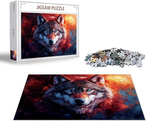 Puzzle Wolf Puzzle 1000 Teile Traum Holzpuzzle Erwachsene, Premium Quality Klassische Wooden Lernspiel, DIY Klassische Spaß Jigsaw Erwachsene, Challenging Game Jigsaws für Wohnkultur Geschenk x-245 von Gmeignl