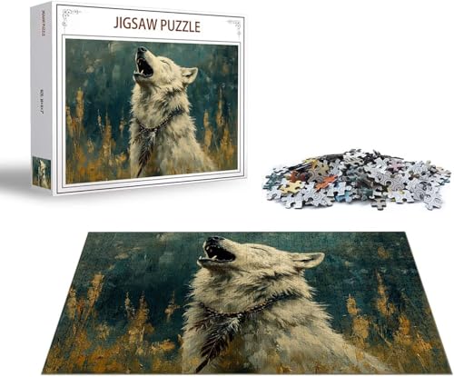 Puzzle Wolf Puzzle 2000 Teile Blume Holzpuzzle Erwachsene, Premium Quality Klassische Wooden Lernspiel, DIY Klassische Spaß Jigsaw Erwachsene, Challenging Game Jigsaws für Wohnkultur Geschenk x-463 von Gmeignl