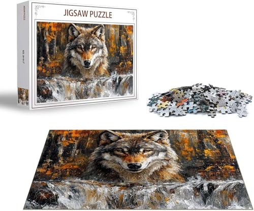 Puzzle Wolf Puzzle 6000 Teile Herbst Holzpuzzle Erwachsene, Premium Quality Klassische Wooden Lernspiel, DIY Klassische Spaß Jigsaw Erwachsene, Challenging Game Jigsaws für Wohnkultur Geschenk x-564 von Gmeignl