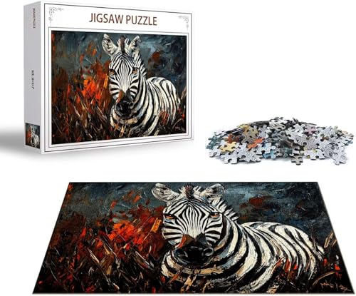 Puzzle Zebra Puzzle 1000 Teile Abstrakt Holzpuzzle Erwachsene, Premium Quality Klassische Wooden Lernspiel DIY Klassische Spaß Jigsaw Erwachsene, Challenging Game Jigsaws für Wohnkultur Geschenk x-86 von Gmeignl