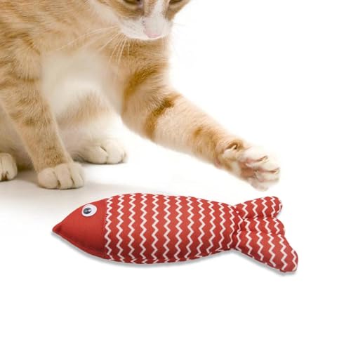 Gmokluytw Cat Catnip Toys, Fischkatze Spielzeug, Fischgefüllte Katzenministerspielzeug, Katzenminenspielzeug für Katzen, interaktiver Fisch gefüllt Plüsch für kleine Hunde Welpe von Gmokluytw