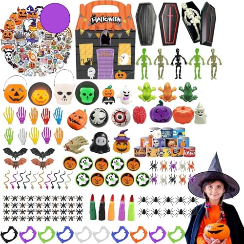 Gmokluytw Halloween-Fidget-Spielzeugset, Halloween-Quetschspielzeug für – sensorisches Pop-Spielzeug, Halloween, Fidget für Halloween, 200 Stück, Halloween-Set, für Eierkörbe von Gmokluytw