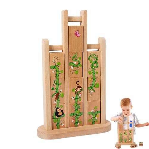 Gmokluytw Tumbling Tower-Spiel, Tumble-Puzzle, Tisch-Holzblock-Spielturm, Stapelspiel für Kinder, Tumbling Blocks-Brettspiele, pädagogisches Familienbrettspiel für Kinder ab 3 Jahren von Gmokluytw