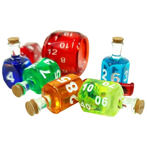 Potion Dice – 7-teiliges Silikon-Würfel-Set für Kunstbegeisterte, Tischdekoration, Rollenspiel-Würfel-Set mit Harz-Konstruktion, polyedrische Würfel-Sets für DND-RPG-Dungeon und Drachen von Gmokluytw