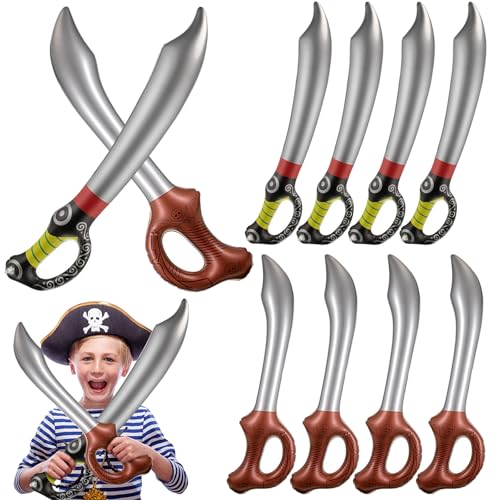 GmwyCzV 10 Stück Aufblasbare Schwerter, 53 und 73CM Aufblasbares Piraten Schwert, Piratenschwert Kinder aus PVC-Material, Piratenschwert Spielzeug für Schwimmbadparty Geburtstag Cosplay Halloween von GmwyCzV