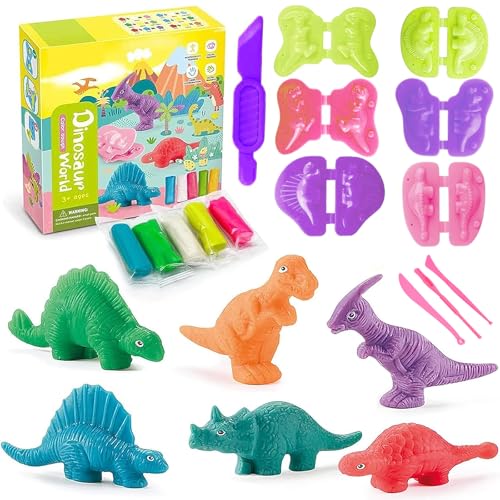 GmwyCzV 15 Stück Knete Zubehör Set, ab 3 4 5 Jahre, Dino Plastilin mit 3 Dino Werkzeuge, DIY Knetwerkzeug, Dinosaurier Kinderspielzeug, Kinder Kunsthandwerk Geschenk für Jungen und Mädchen von GmwyCzV