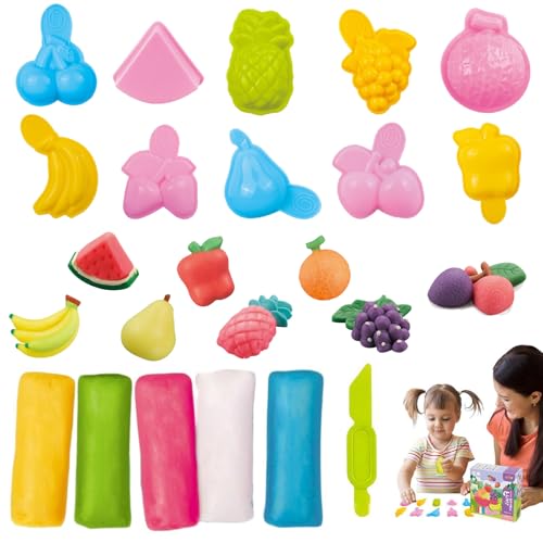 GmwyCzV 19 Stück Knete Zubehör Set, Fruit Plastilin Knetwerkzeug für Kinder mit Modelliermasse, Knete Set, Kinderknete Knetwerkzeug, Geschenk für Jungen und Mädchen im Alter von 2-12 Jahren von GmwyCzV