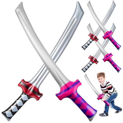 GmwyCzV 6 Stück Aufblasbare Schwerter, 75CM Ninja Inflatable Katana Sword, Aufblasbare Piratenschwerter aus PVC-Material, Ninja Schwert Kinder für Schwimmbadparty Geburtstag Cosplay Halloween von GmwyCzV