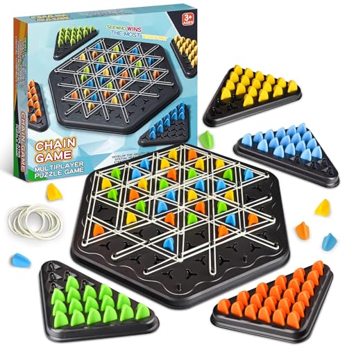 GmwyCzV Triggle Spiel, Lustiges Gummiband Triggle Game, Triangle Strategy Spiel Logik Spiele für 2-4, Desktop Interaktives Familien Brettspiel, für Kinder Erwachsene Familie Party und Reisen von GmwyCzV