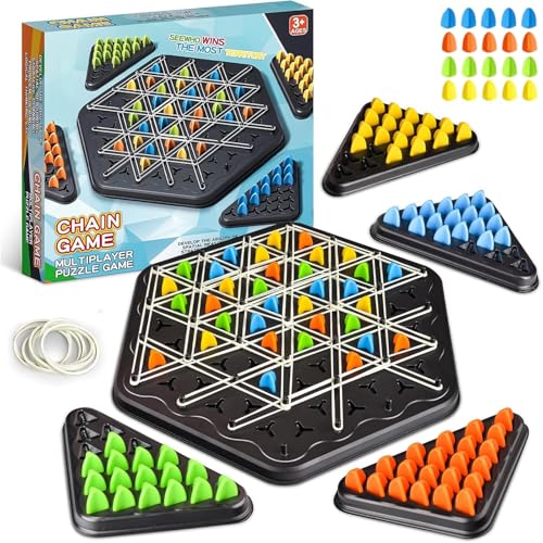 GmwyCzV Triggle Spiel, Triggle Game, Interaktives Steckspiel, Triggle Spiel mit Gummibänder, Triangle Strategy Spiel, Brain Games Triggle, Interaktives Familien Brettspiel für Kinder und Erwachsene von GmwyCzV